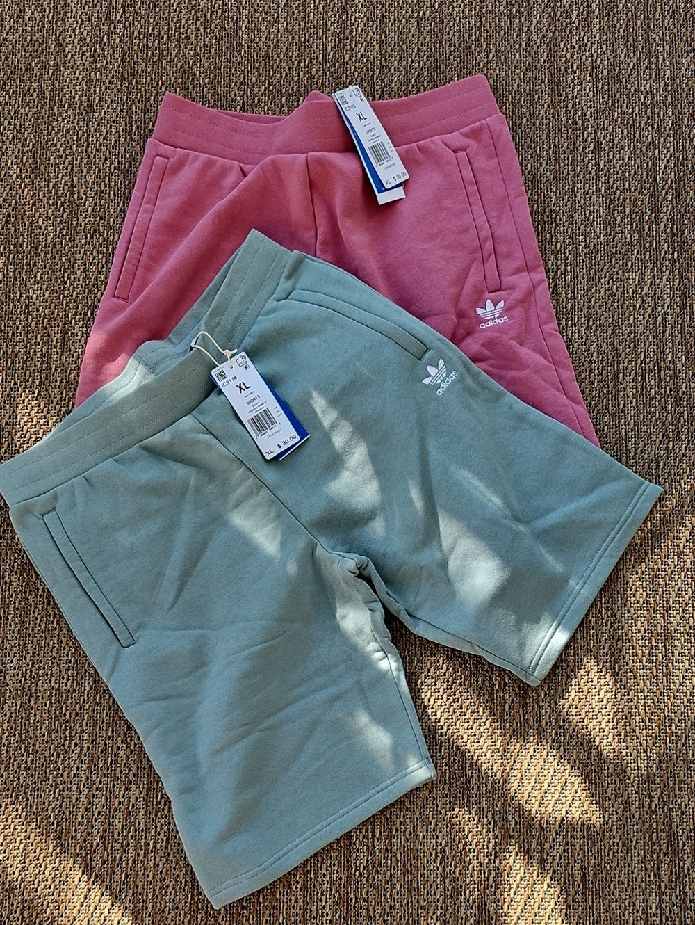 adidas Trefoil Lounge Shorts in Rose Pink & Sage Green Bundle